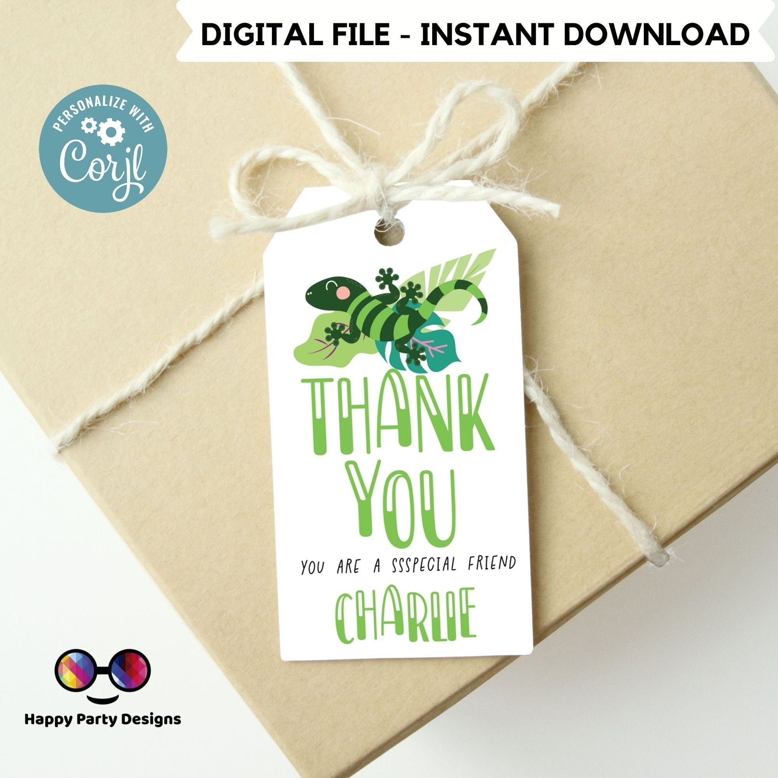 Editable Reptile Party Tag | Girl Birthday Favor Labels | Slithering by ...