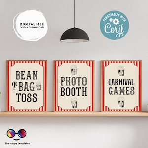 Carnival Circus party sign | Circus Birthday Sign | buffet signs | Editable Instant Download | Edit Online Instant download | vintage #K211