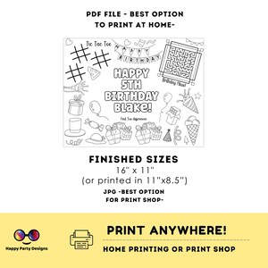 Editable Happy Birthday Coloring Page | Placemat Coloring Page | Any ...