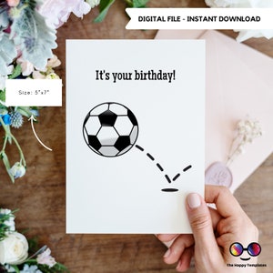 Tarjeta de cumpleaños feliz imprimible / Tarjeta de felicitación de fútbol / Cumpleaños de fútbol / Regalo de tarjeta de cumpleaños deportiva / Cumpleaños del entrenador de fútbol / Tarjeta de fútbol