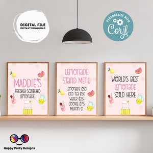 Editable Lemonade Signs (3) | Lemonade  birthday | Lemonade  birthday Decorations | Girl | Lemonade  buffet Sign | Lemonade  party #K100