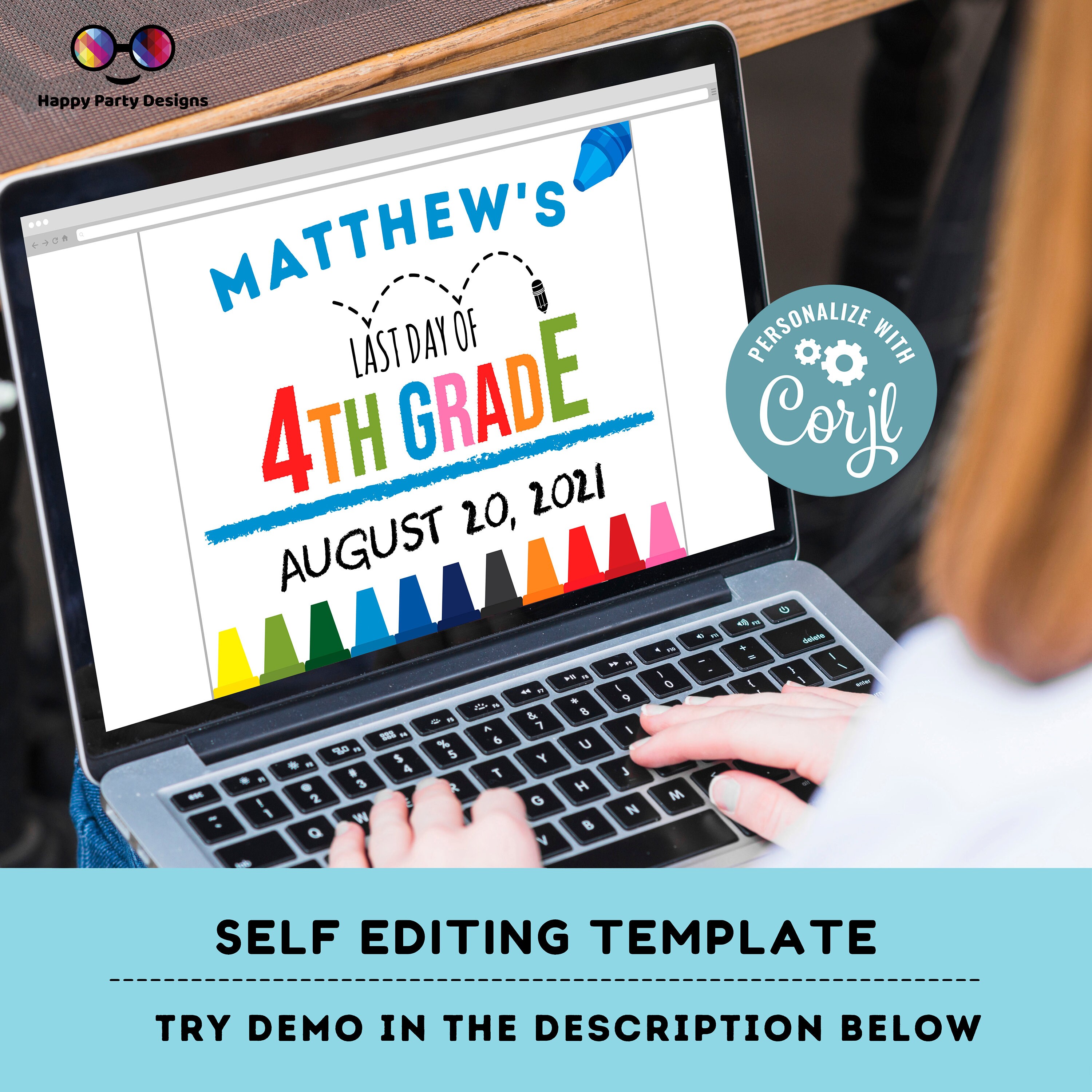 Editable Last Day of 4th Grade Forth Grade Sign Last Day - Etsy