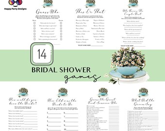 Instant download Bridal Shower Games Bundle Tea Party | Printable Bridal Tea Shower games | Bridal Brunch | Bridal shower party games  #W2