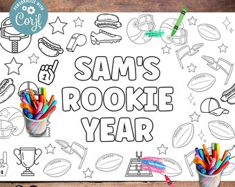 Rookie of the year party XL kleurtafelloper | Bewerkbare voetbal verjaardagsfeestje kleuren | tafelloper Feestactiviteit voor kinderen #K43