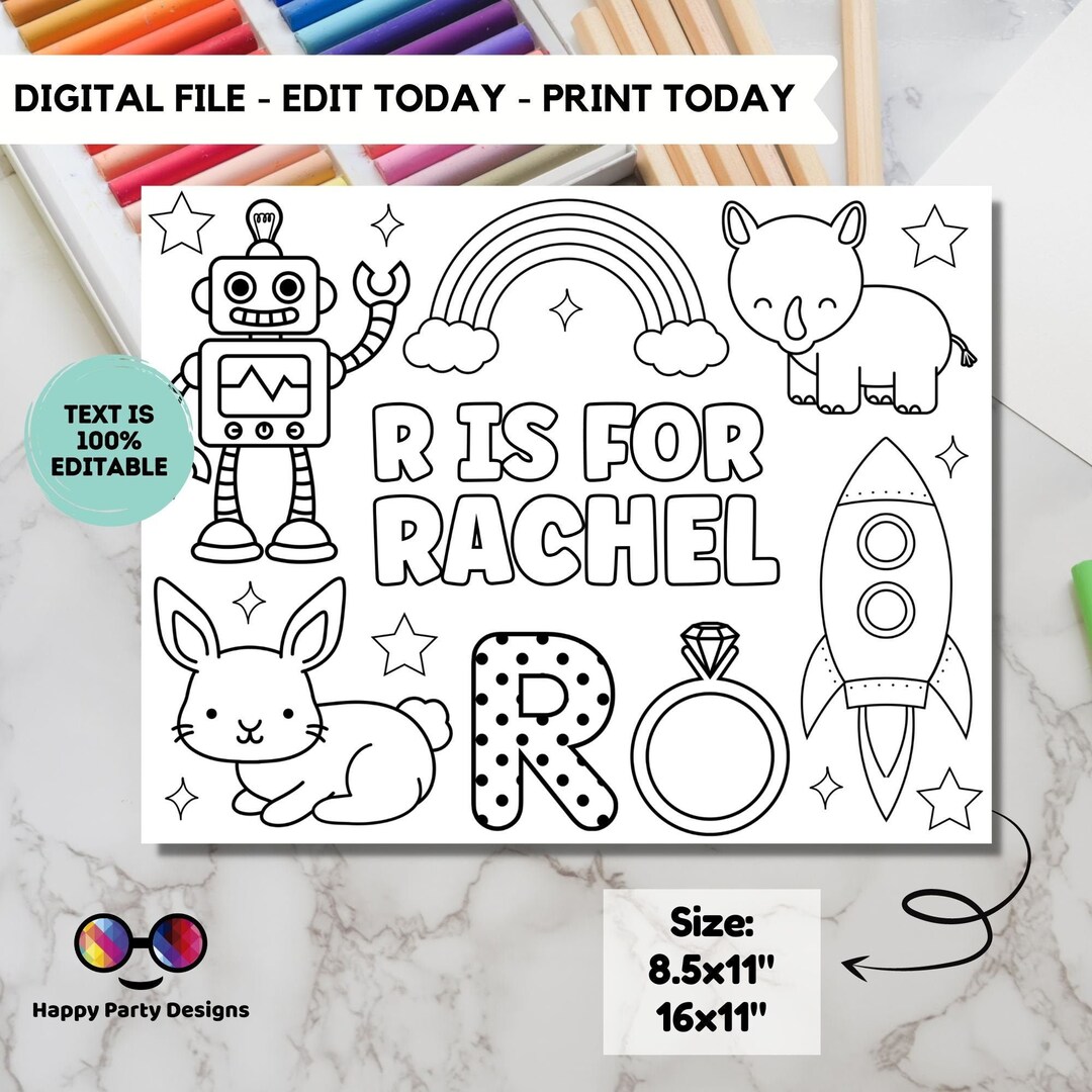 Editable Name Coloring Page | R is for | Personalized Name Alphabet ...