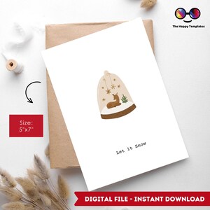 Laissez-le neiger carte de vœux | Téléchargement numérique de 5 x 7 po. | carte hiver minimaliste | Téléchargement instantané | Carte de vœux imprimable