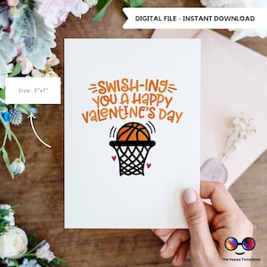 Valentinstag Grußkarte | Karte zum Valentinstag | Basketball Valentinsgrüße | Sport-Valentinstag-Karte Geschenk | Party Schulkarte