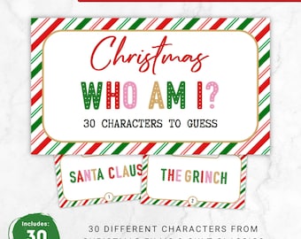 Who am I Christmas Party Game | Christmas Party Games | 30 Characters to Guess | Instant Download | Fun Holiday Party Game