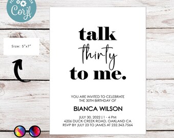 Uitnodiging voor 30e verjaardag | Verrassing verjaardag nodigt | uit Eenvoudige 30e verjaardagsuitnodiging | minimalistische Invite for Her | Modern 30th Birthday #A9