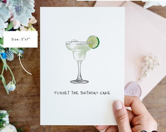 Tarjeta de cumpleaños de margarita para imprimir / Tarjeta de feliz cumpleaños / Descarga instantánea / Tarjeta de cumpleaños de cóctel / Tarjeta de cumpleaños para olvidar el pastel