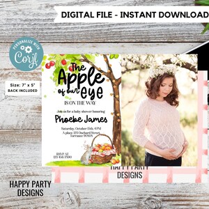Apple Baby Shower Invitation | Editable baby shower invite | Apple Harvest Baby Shower Invite | Apple Season  baby shower  #B38