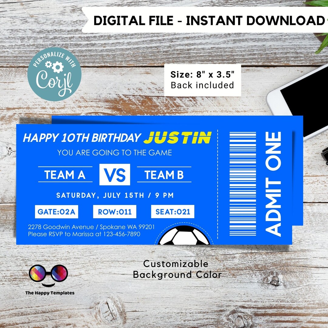 Soccer Birthday Invitation Soccer Theme Birthday Party Soccer