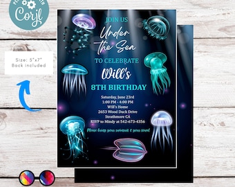 Sous la mer Invitation invitation | Invitation océanique modifiable | fête sous la mer | sous la mer inviter | anniversaire de garçon | tout âge #K199