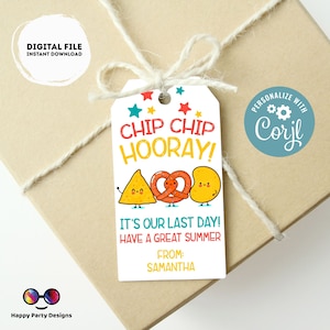 Modificabile Ultimo giorno di scuola Snack Tag / Classroom Treat Tag / Chip Bag Tag End of School Year / Teacher Gift Tag Summer PTO PTA Card / #SCH1