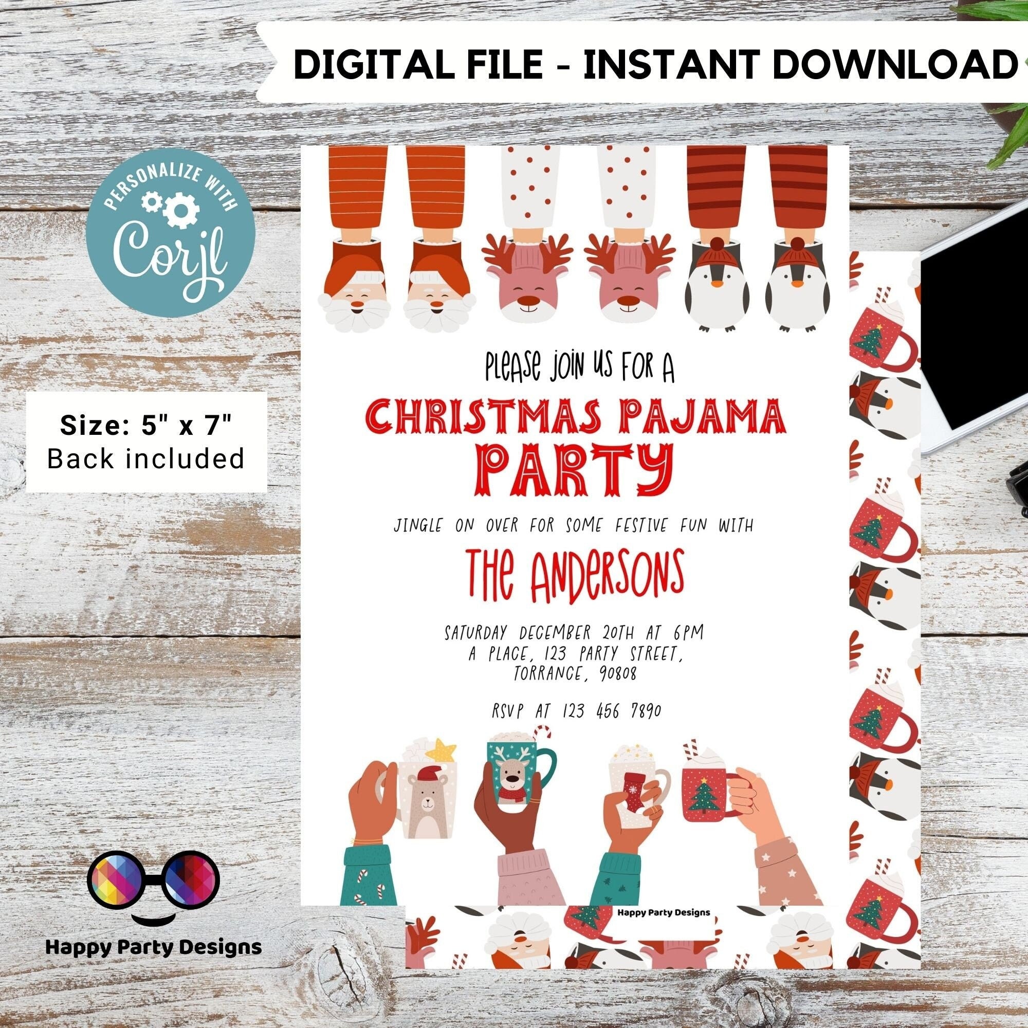 Editable Christmas Pajama Party Invite | Christmas Party Printable Invite | Holiday Christmas Party Invitation |christmas Dinner Invite #A42 - Etsy editable-christmas-pajama-party-invite-christmas-party-printable-invite-holiday-christmas-party-invitation-christmas-dinner-invite-a42-etsy