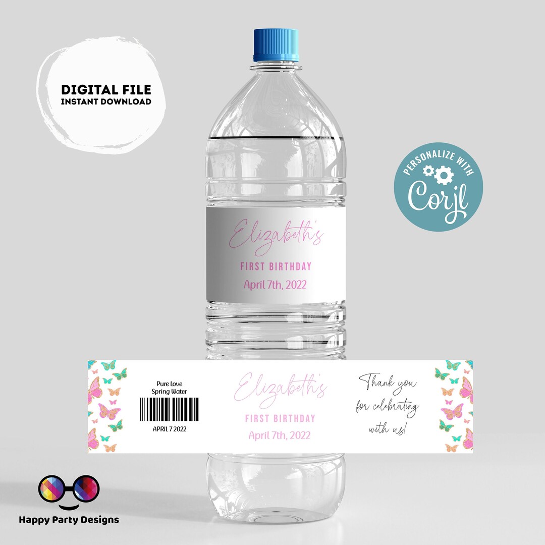 Editable Butterfly Water Bottle Labels Printable Labels Spring