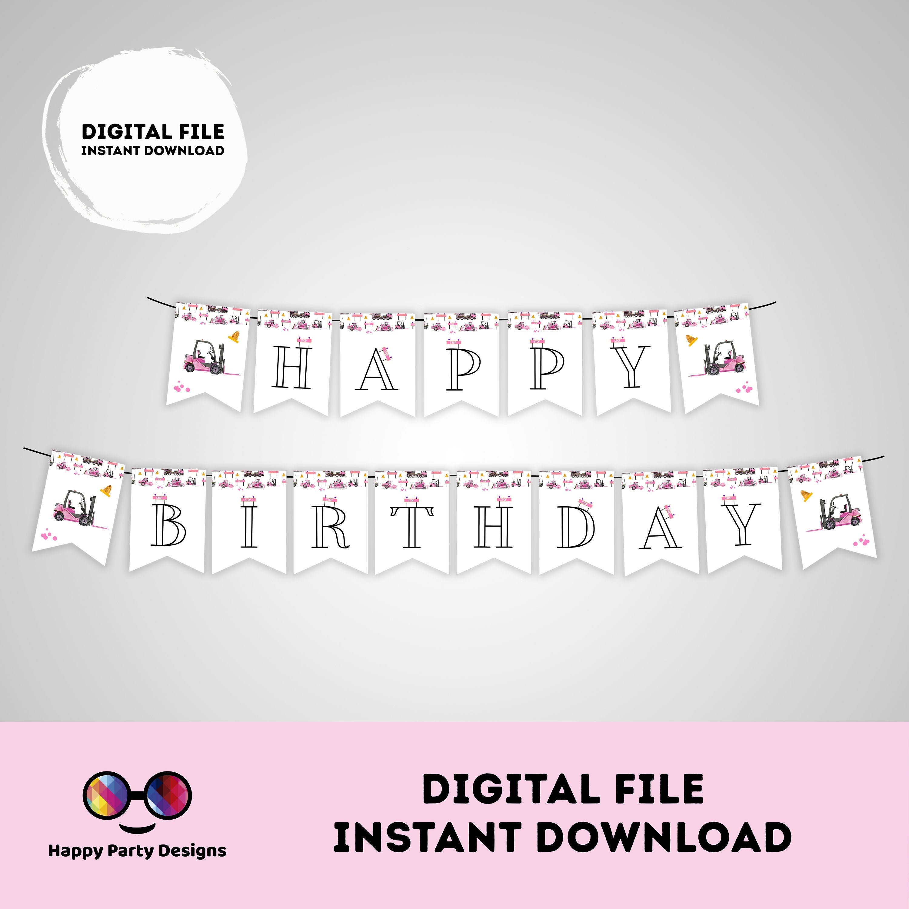 Happy Birthday Under Construction Banner Trucks Party Etsy