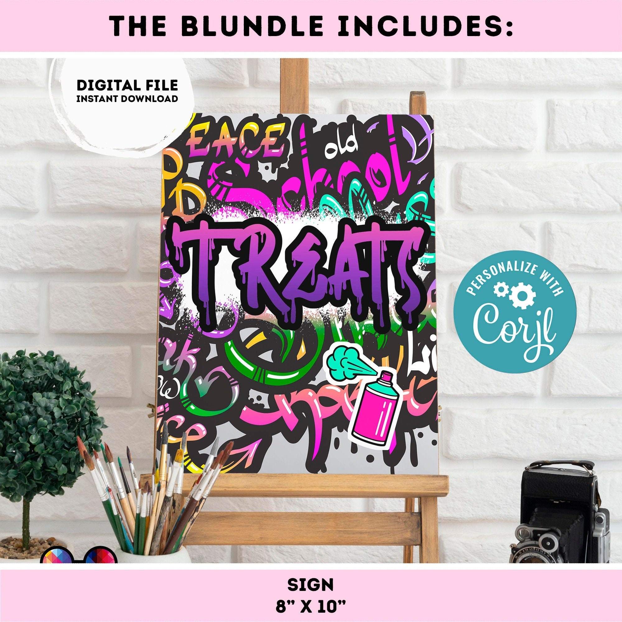 EDITABLE Graffiti Invitation Bundle Birthday Banner Cupcake Etsy