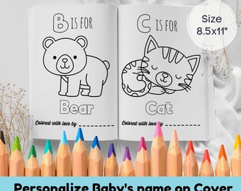 Baby Shower Coloring Book for boys 8.5x11"| First ABC coloring book for Baby Shower |Printable ABC Book Baby Shower Activity  Keepsake #B50