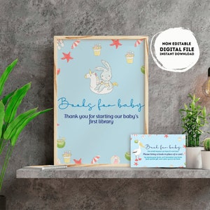 Livres pour bébé Signe | Téléchargement instantané | livre pour carte bébé | demande de livre | bébé garçon | signe de douche de bébé | piscine | baby shower d'été #B1