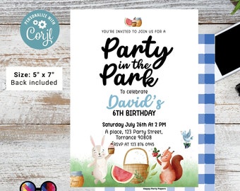 EDITABLE Picnic Birthday invitation | picnic in the park printable invite | Garden Birthday Party | picnic birthday | Boy Birthday #K142