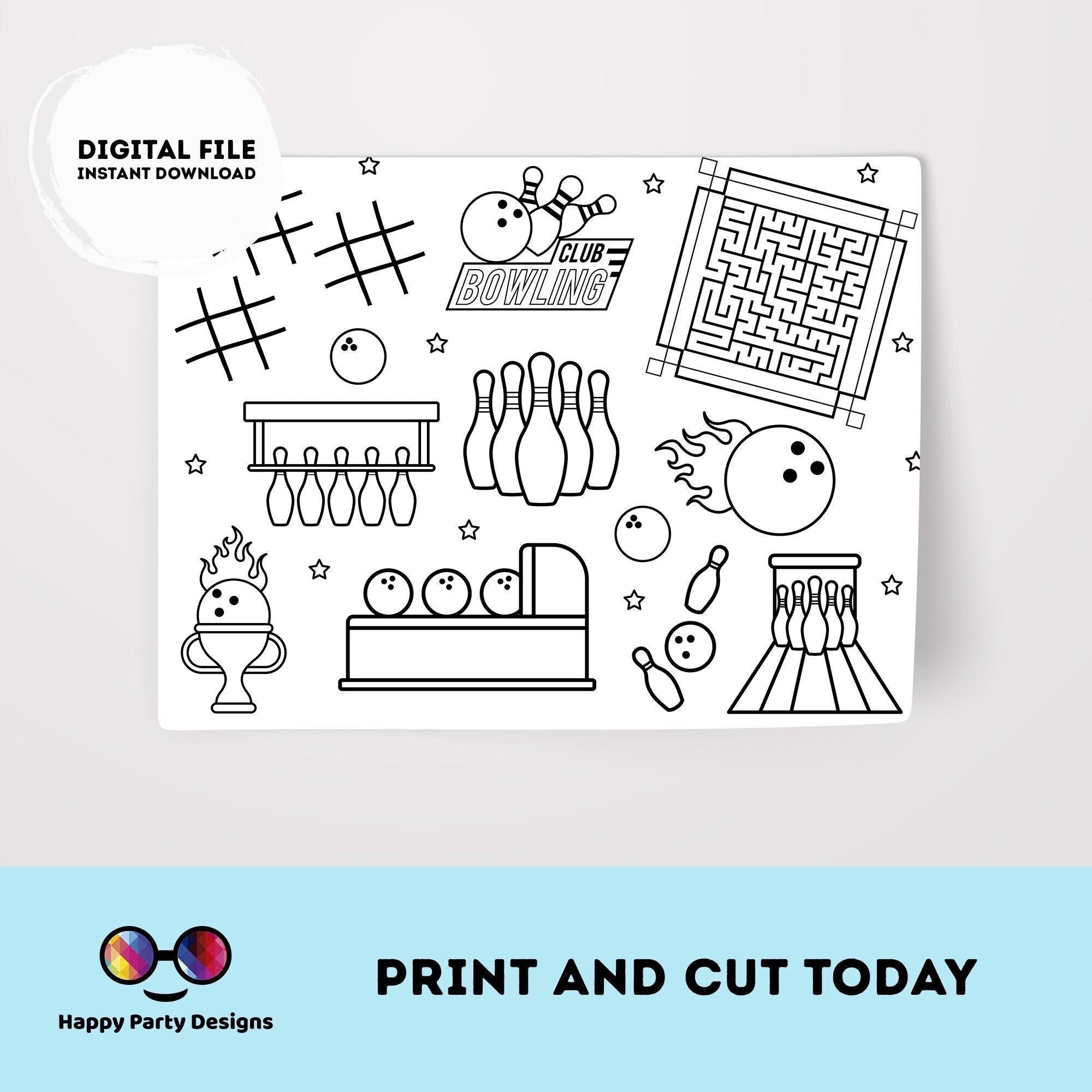 Printable Bowling Party Coloring Page Bowling Activity Page Etsy