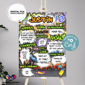 Bearbeitbares Meilenstein Graffiti Schild | Graffiti Geburtstag | Graffiti Dekorationen | Geburtstagsschild | Graffiti Party | Druckbares Poster Schild #K1