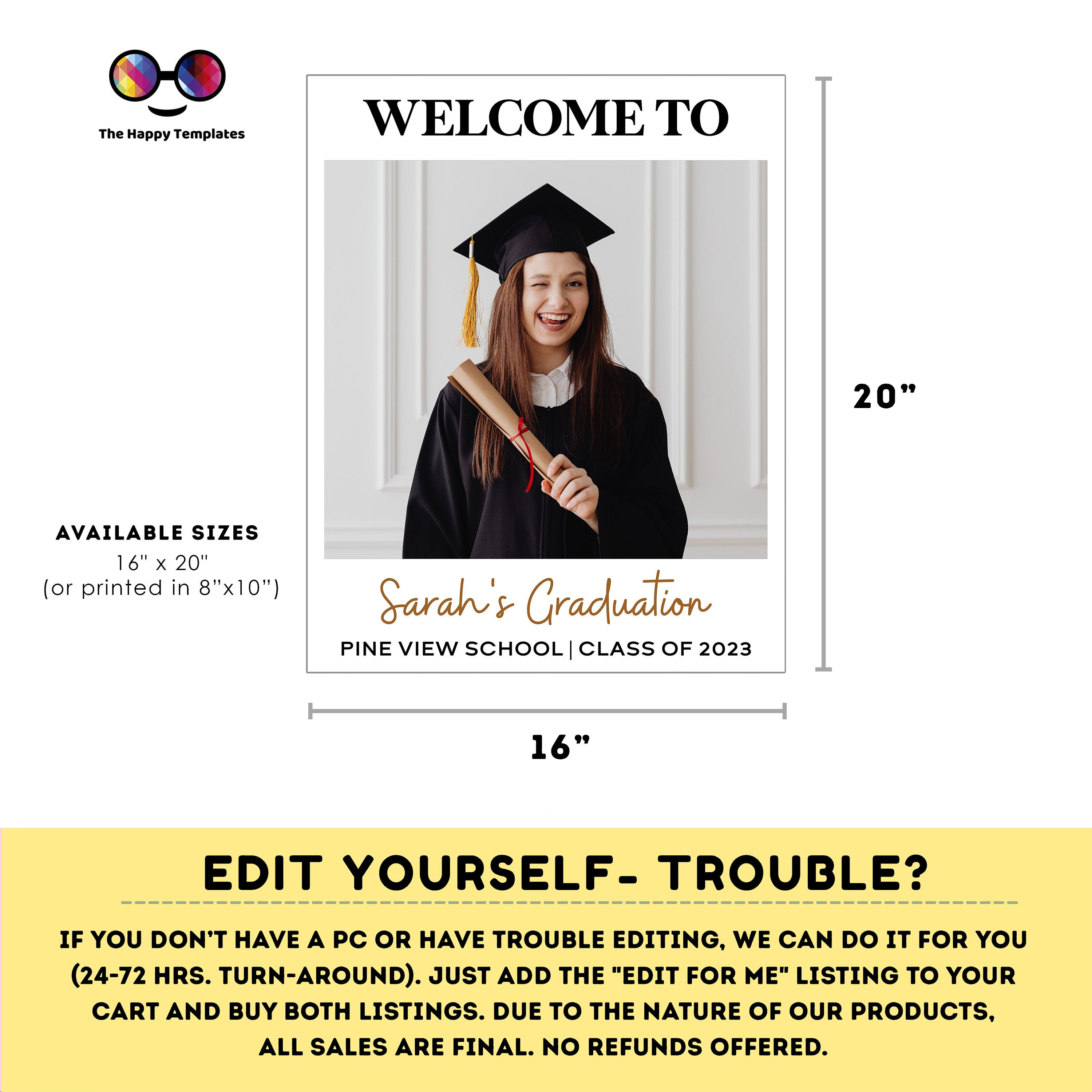 EDITABLE Graduation Welcome Sign | Graduation Photo Sign | Welcome Sign ...