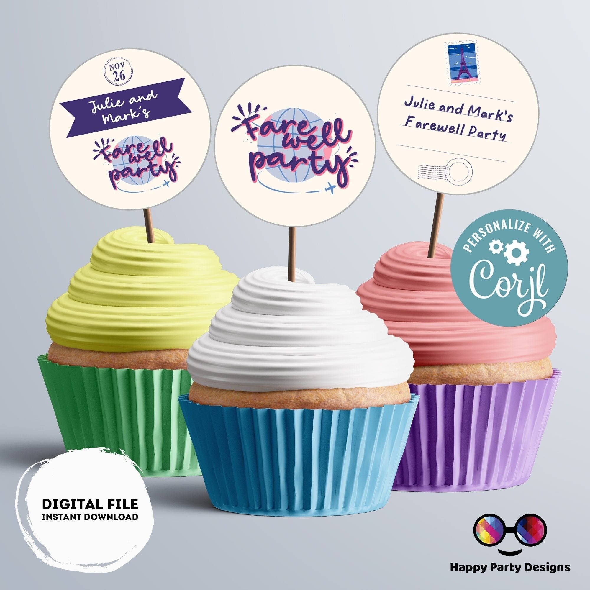 Farewell Editable Round Cupcake Toppers Moving Party Cupcake - Etsy