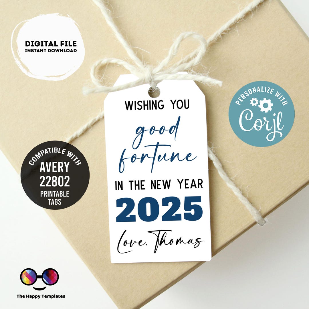 good fortune new year's thank you tag | new year's eve editable