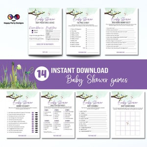 Instant baby insect games bundle | baby shower games | Baby girl | green baby shower | bugs baby shower games   #B27