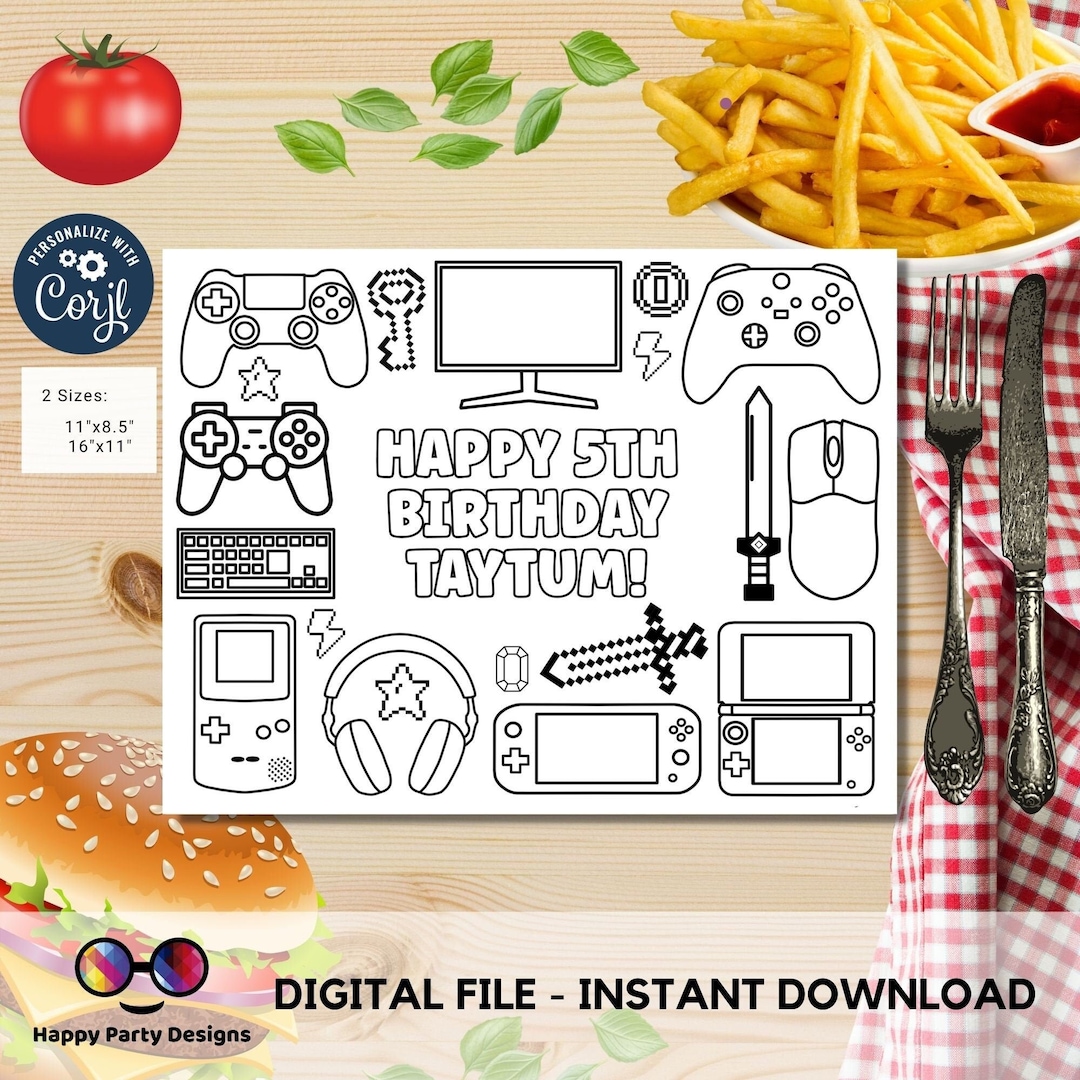 Editable Video Game Birthday Coloring Page | Videogame Coloring Page ...