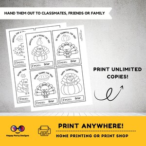 EDITABLE Thanksgiving Printable Coloring Cards Editable Set of 8 | for ...