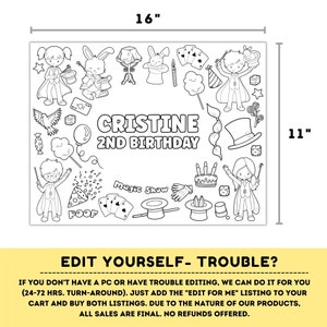 Editable Magic Show Coloring Page | Placemat Coloring Page | Any Age ...