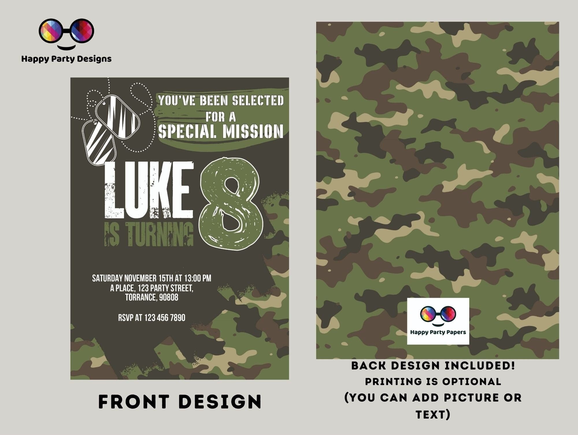 Kids Editable Army Birthday Invitation Printable Birthday - Etsy