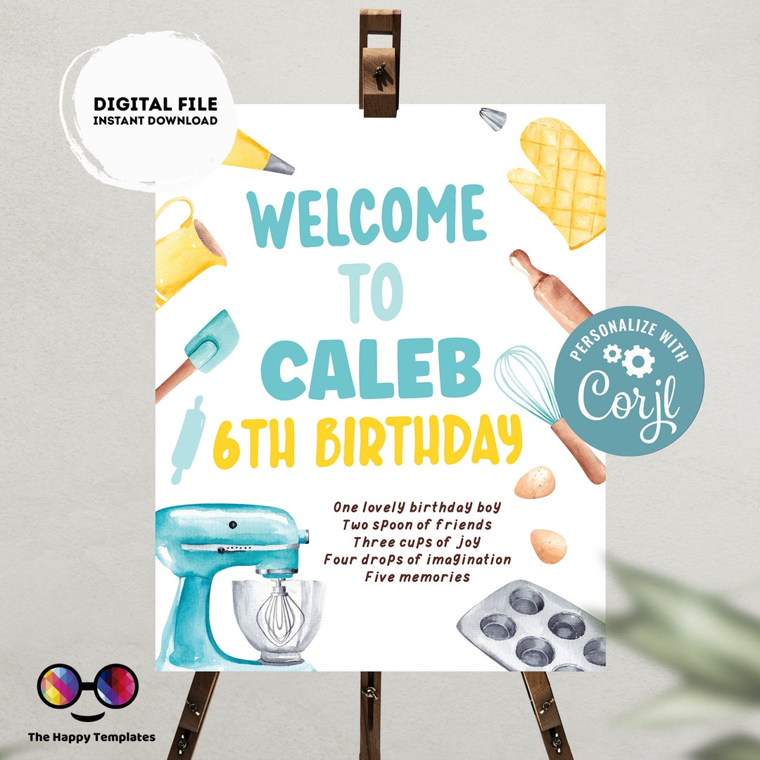 Editable Baking Birthday | Baking Party | Boy Birthday Decorations ...