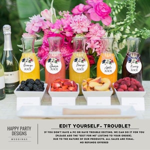 Mimosa Bar Juice Tags | Printable Mimosa Bar Juice Tag Template | Round ...