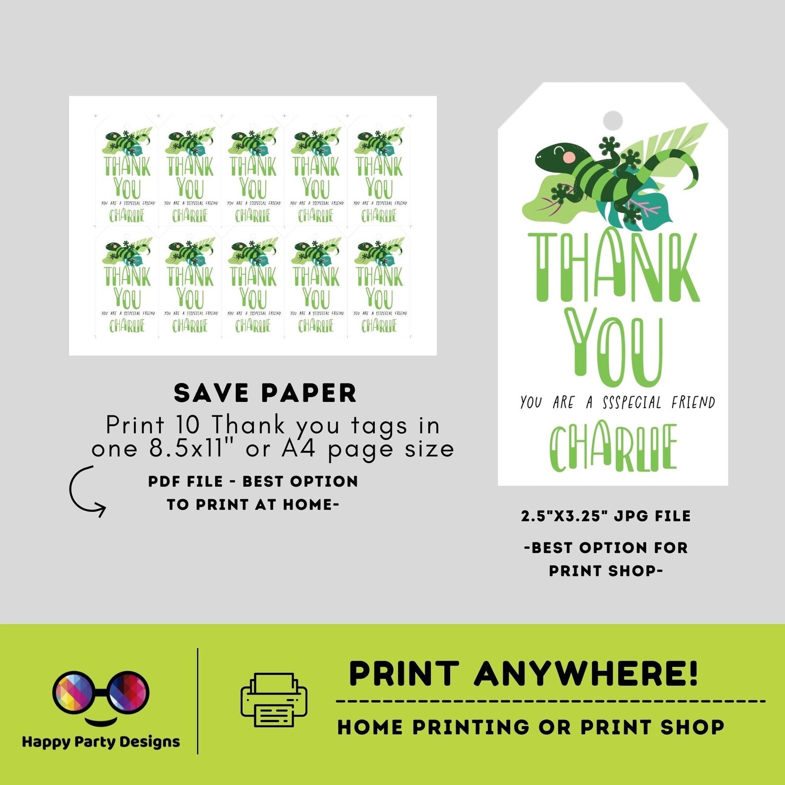 Editable Reptile Party Tag | Girl Birthday Favor Labels | Slithering by ...