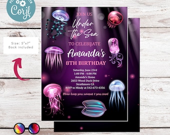 Sous l'invitation d'invitation de mer | Invitation océanique modifiable | sous la fête de la mer | sous l'invitation de la mer | anniversaire fille | tout âge #K199