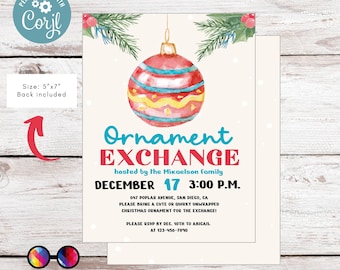 Editable ornament exchange party Invitation | Christmas Party printable invite | Holiday Christmas Party Invitation Christmas ornaments #A66