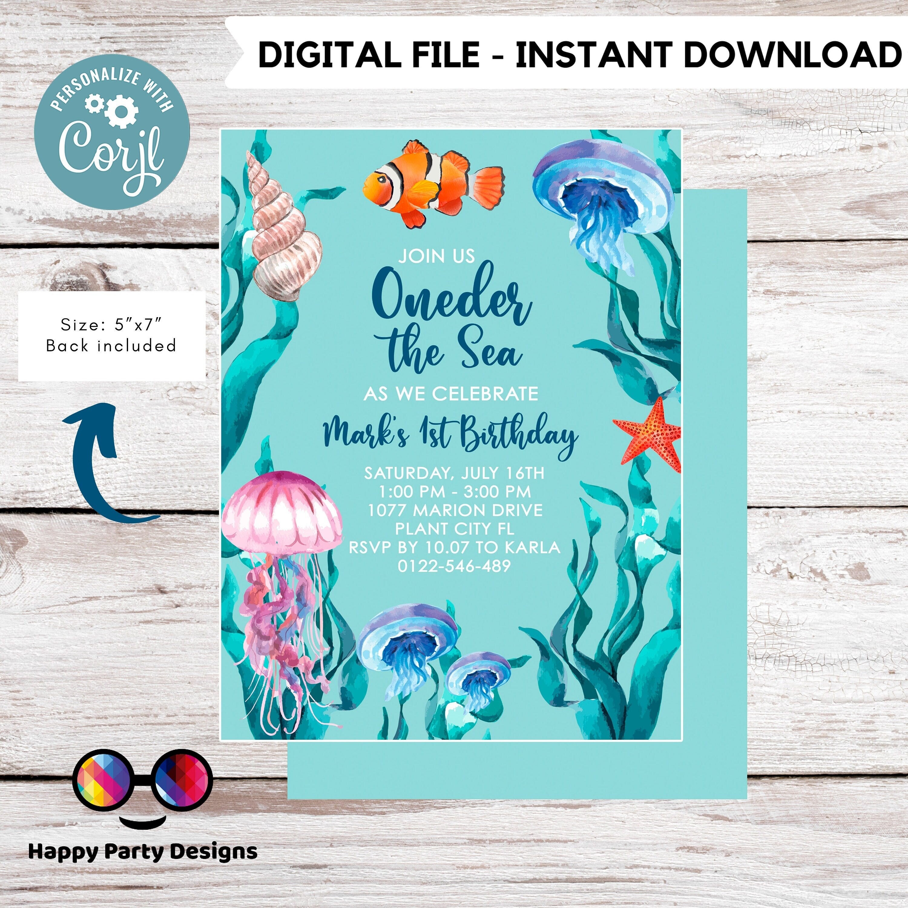 Oneder the Sea Invitation Editable Ocean Invitation Under the Sea