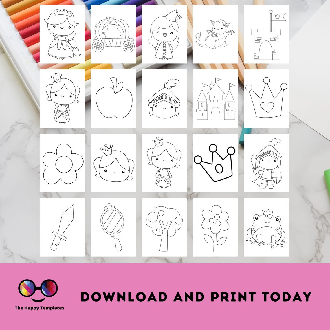 Princess and Knight Printable Coloring Pages | for Kids | Coloring ...