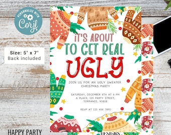 Editable Ugly Sweater Party Invitation | Christmas Party printable invite | Ugly sweater Invitation | Ugly Christmas Invitations  #A26