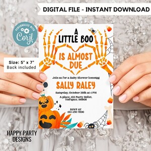 Editable Halloween Baby Shower | Little Boo Baby Shower Invitation | Invitation Gothic | New Baby Invitation | Instant Download