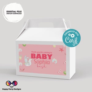 Baby girl gable Box label | Pool baby bash summer decor | favor box | Summer baby shower |  label to print |  baby girl  #B2