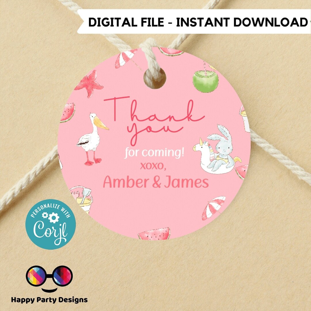 Editable Pool Baby Bash Favor Tags Baby Girl Pool Birthday Etsy