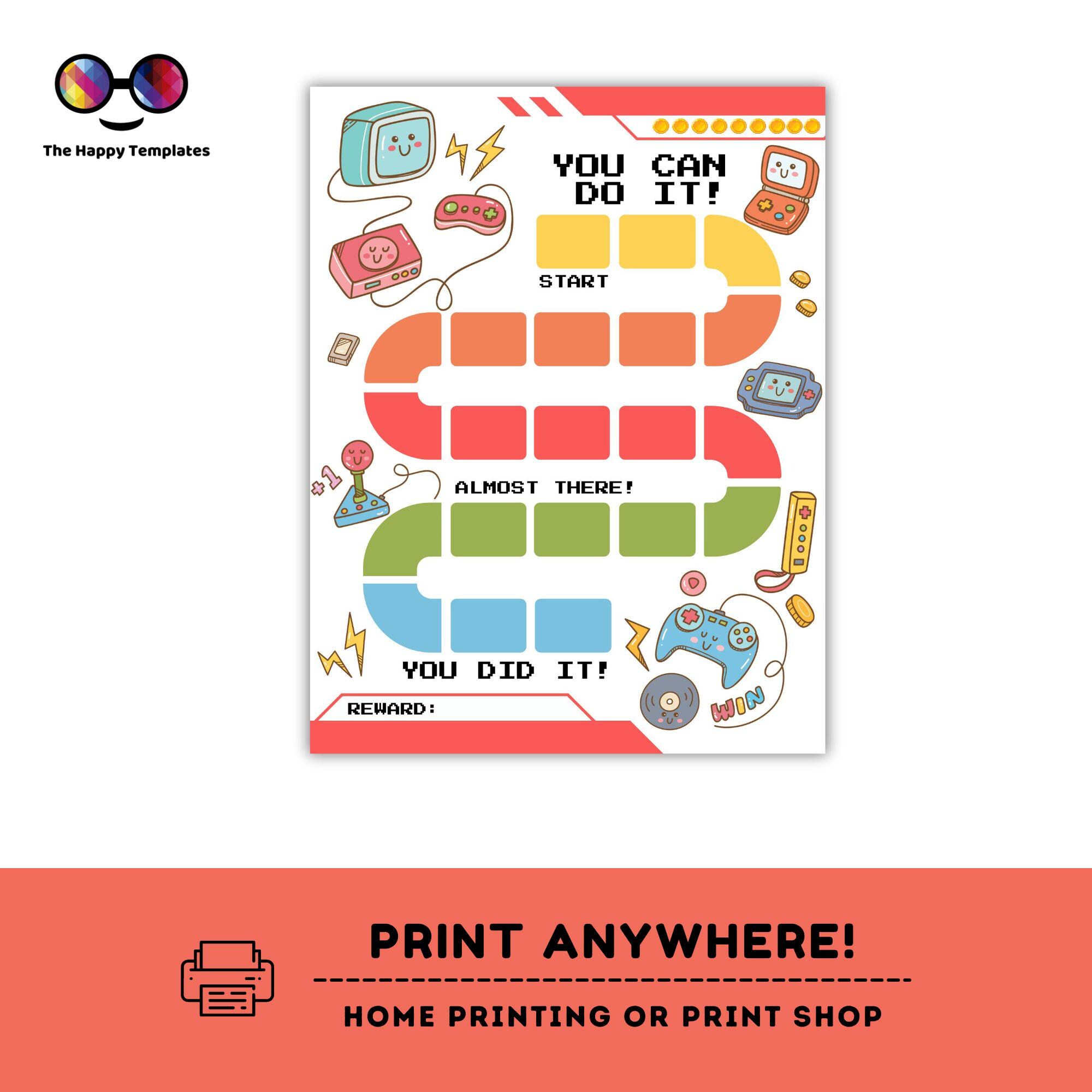 Printable Video Game Reward Chart | Gamer Chore Chart | Bedtime | Potty ...