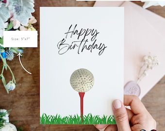 Afdrukbare gelukkige verjaardagskaart | Verjaardag wenskaart | Gelukkige verjaardag golfliefhebber | Golfverjaardag | Golfverjaardagskaart | Directe download