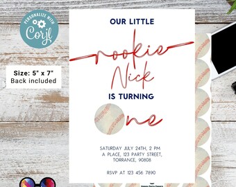 Baseball Birthday Invitation | Baseball Invitation | Baseball Birthday Party | Rookie of the Year | minimalist | First Birthday |Print #K253