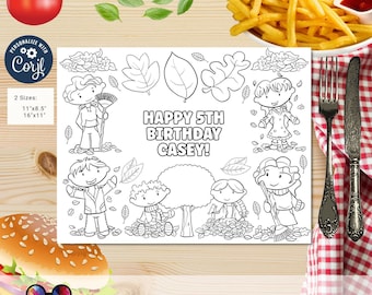 Editable fall leaves coloring page | Placemat coloring page | Fall activity | fall themed activity placemat | Fall coloring page | Kids #259